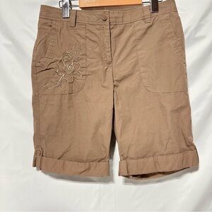 Izod Brown Women's Shorts with Floral Embroidery sz 6